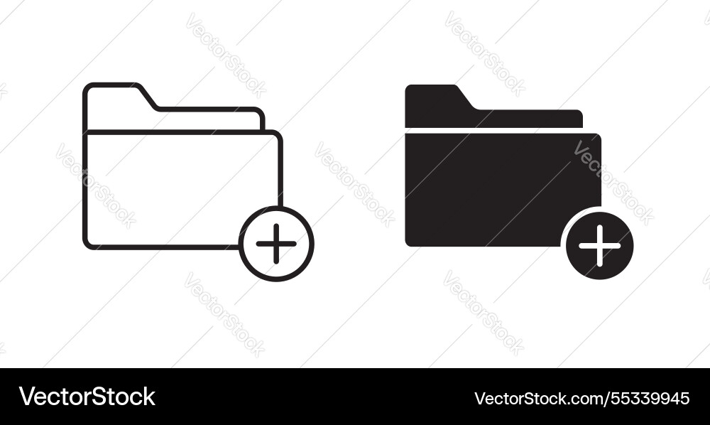 Add folder filled and outlined icons on white Add folder filled and outlined icons on white vector image