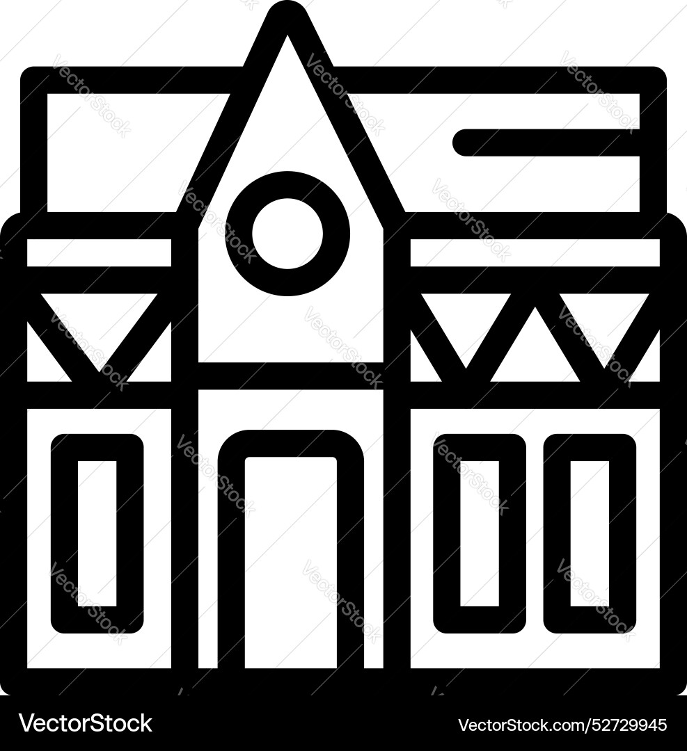 Building facade with large windows and unique Building facade with large windows and unique vector image