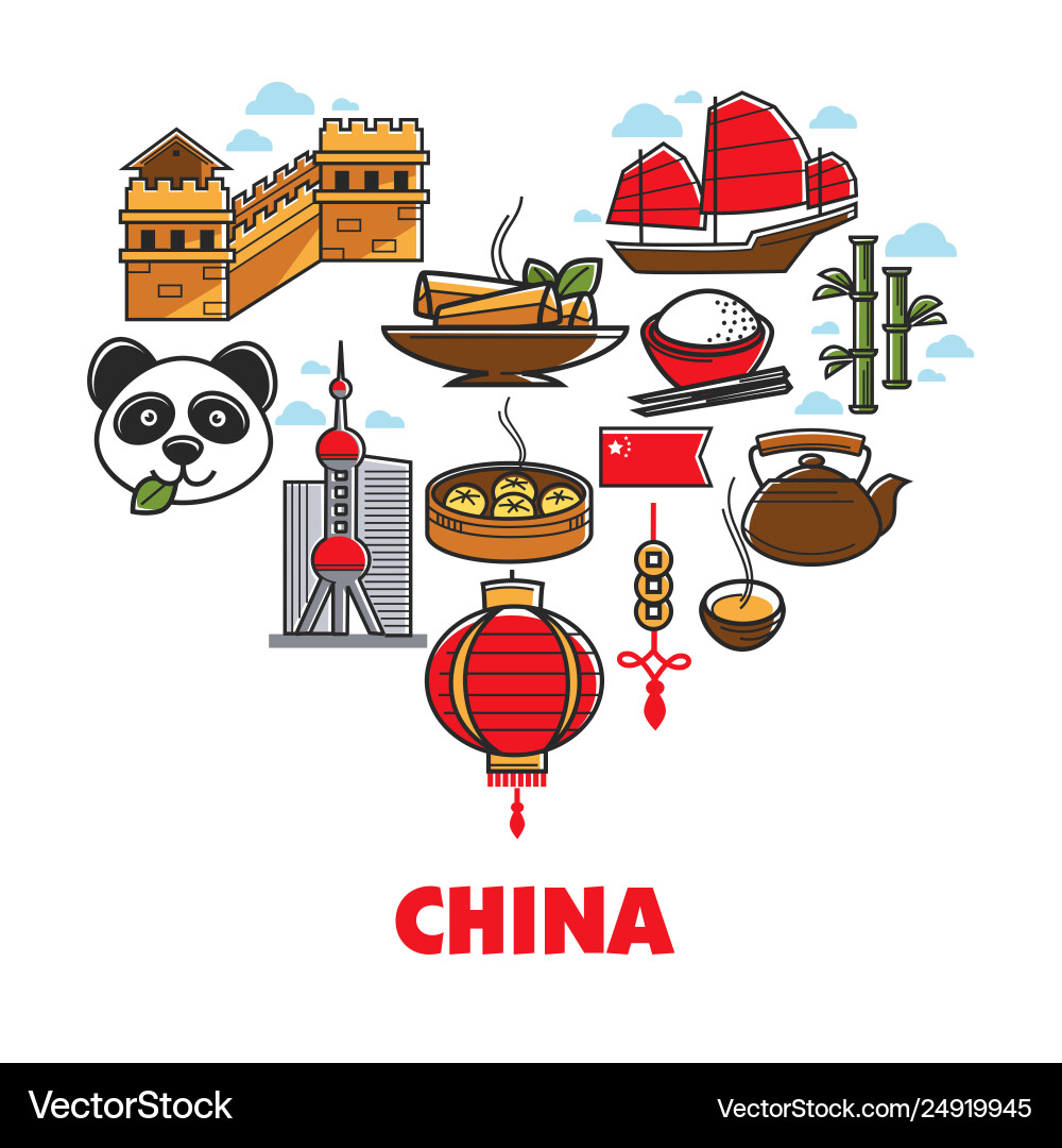 China nationale Symbole chinesische Kultur Reisen China nationale Symbole chinesische Kultur Reisen vektorbild
