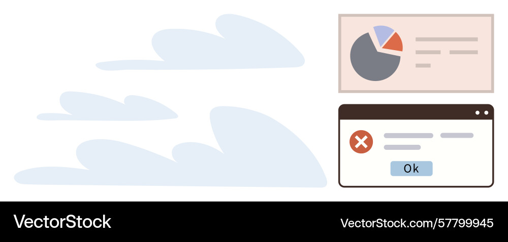 Cloud-based data error concept with charts Cloud-based data error concept with charts vector image