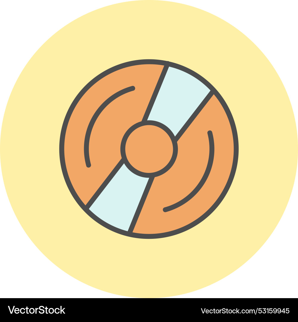 Compact disk line filled circle icon Vector Image