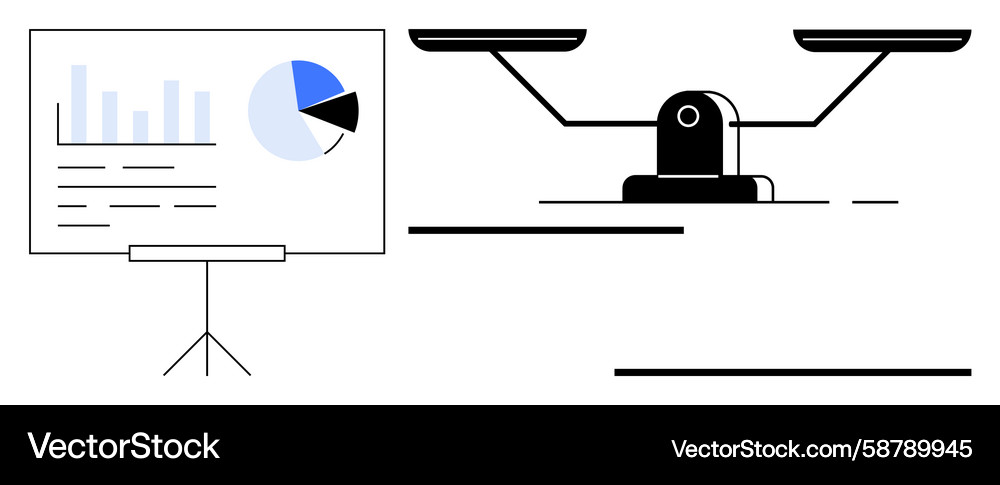 Data analysis presentation with balance scale Vector Image