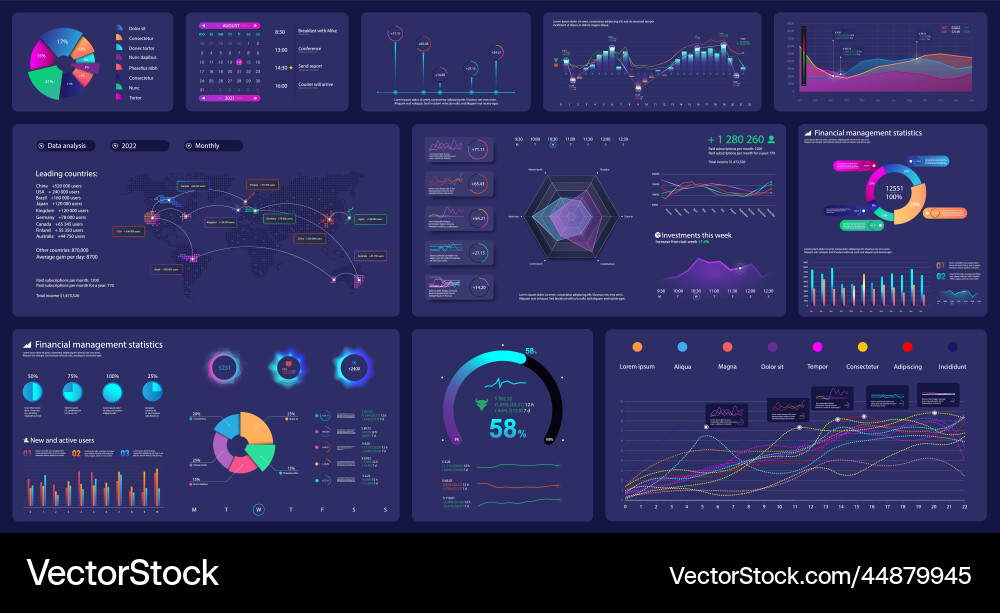 Gradient Dashboard Mockup - UI/UX Kit vector image