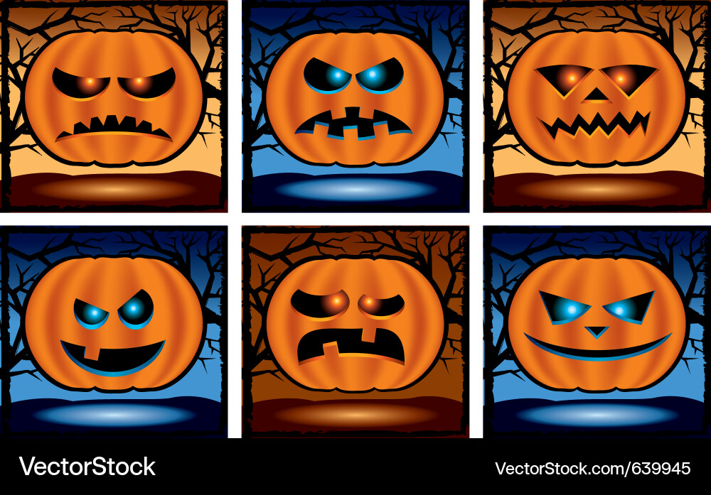 Halloween Pumpkin Icons Set Vector Image
