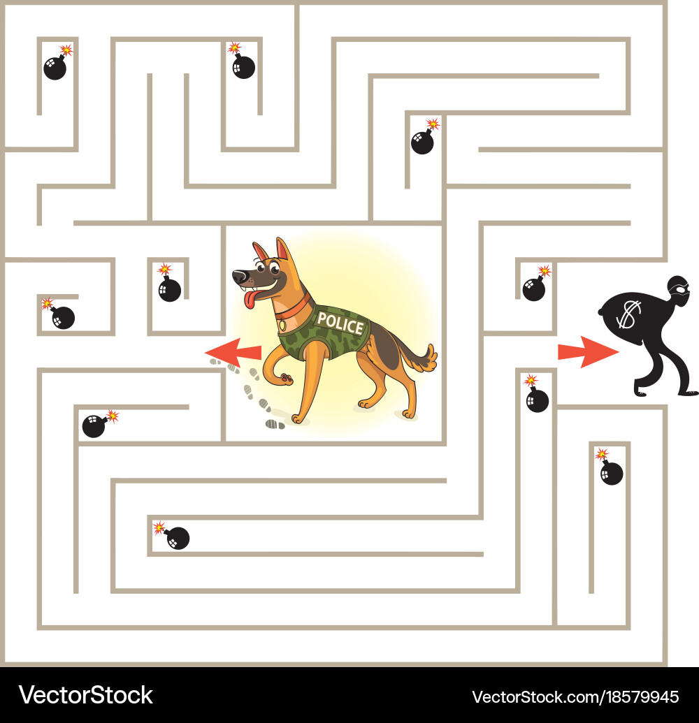 Help the character to find a way out of maze vector image
