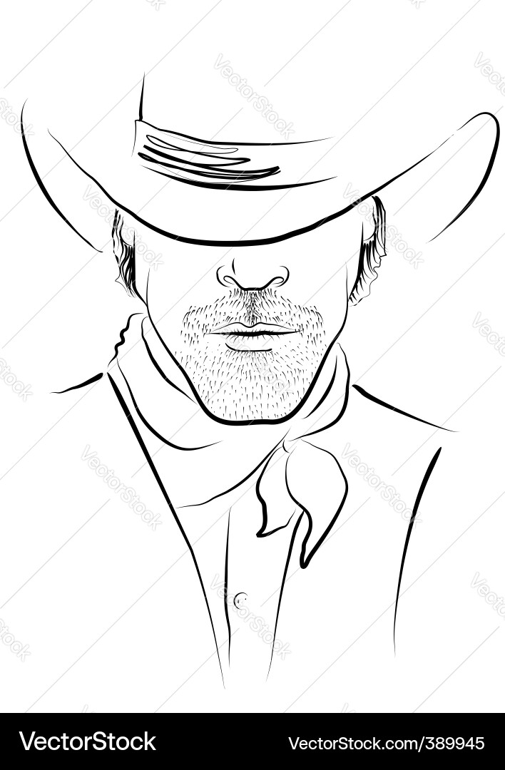 Lone Cowboy Portrait Vector Image