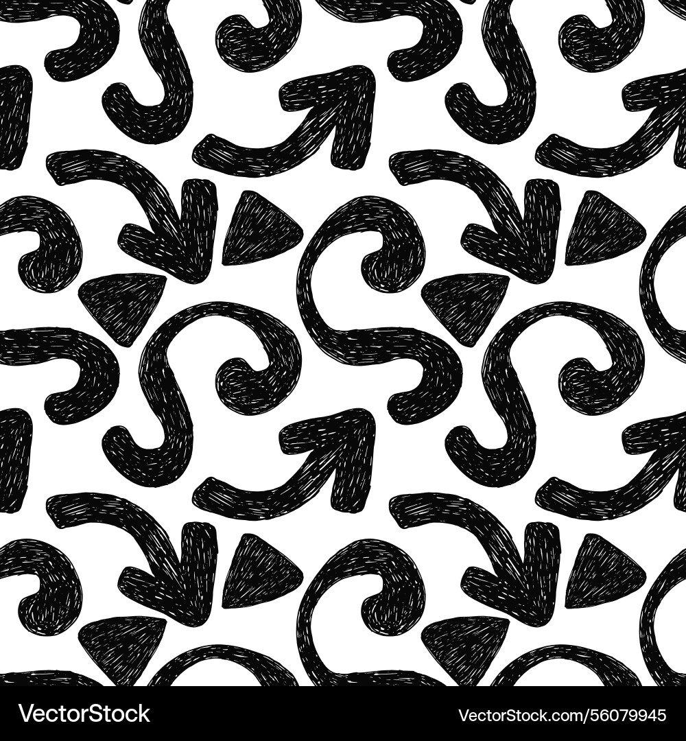 Seamless pattern with bold arrows and squiggle Seamless pattern with bold arrows and squiggle Vector Image