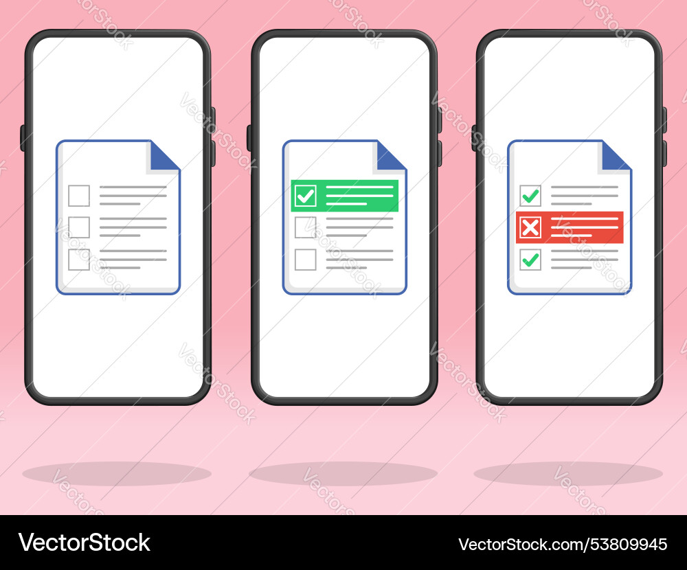 Smartphone checklist file highlighted tick box Smartphone checklist file highlighted tick box vector image