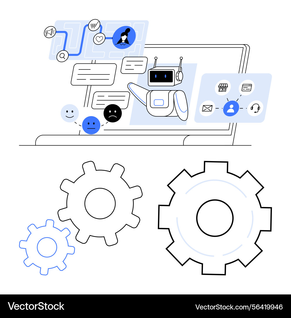 Ai chatbot assisting users through automated tools Ai chatbot assisting users through automated tools vector image