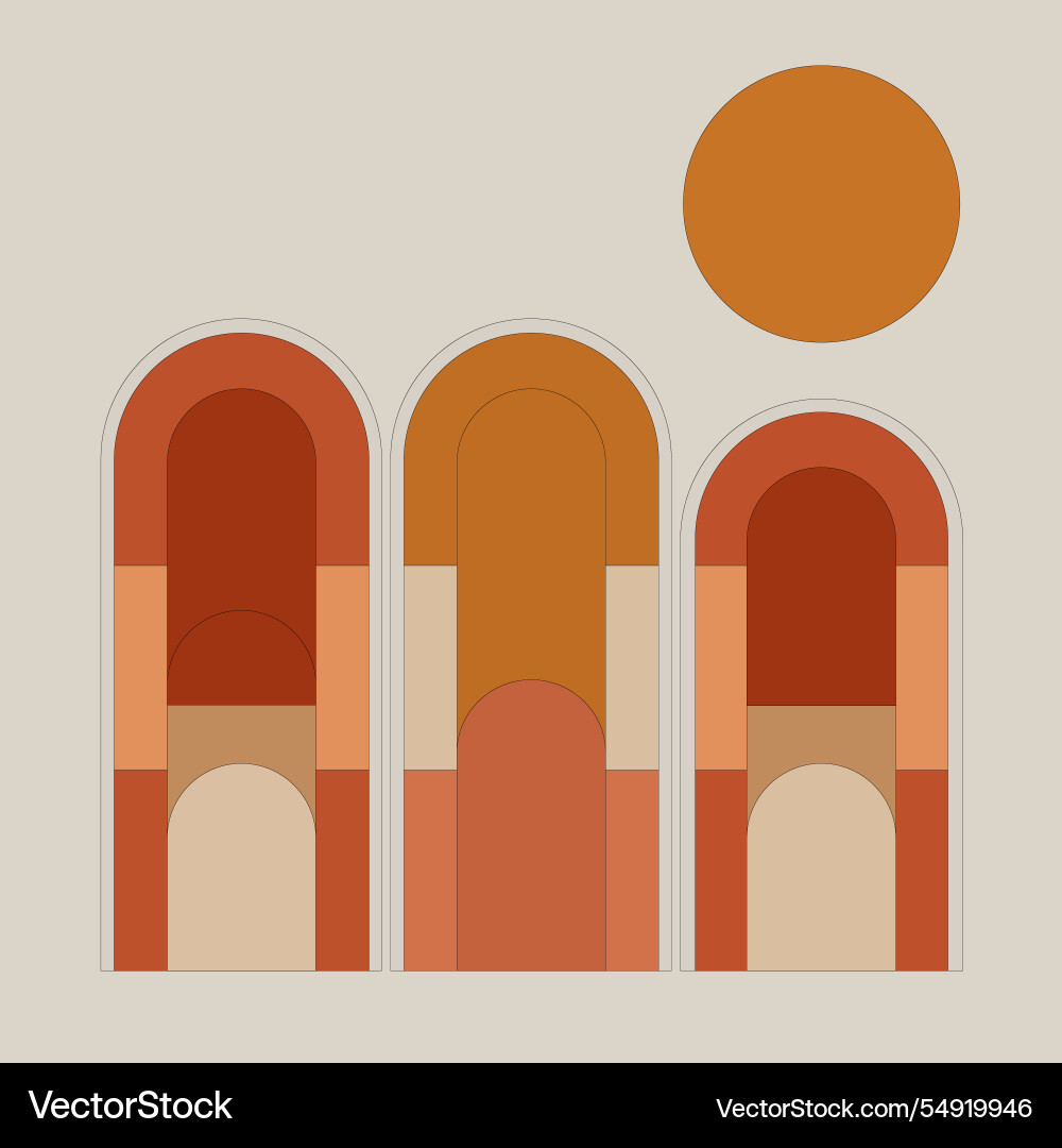 An with vertical arches in a red Vector Image