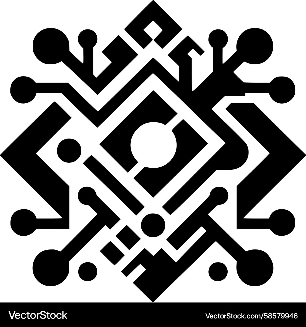 Connected Circuit Network Vector Image
