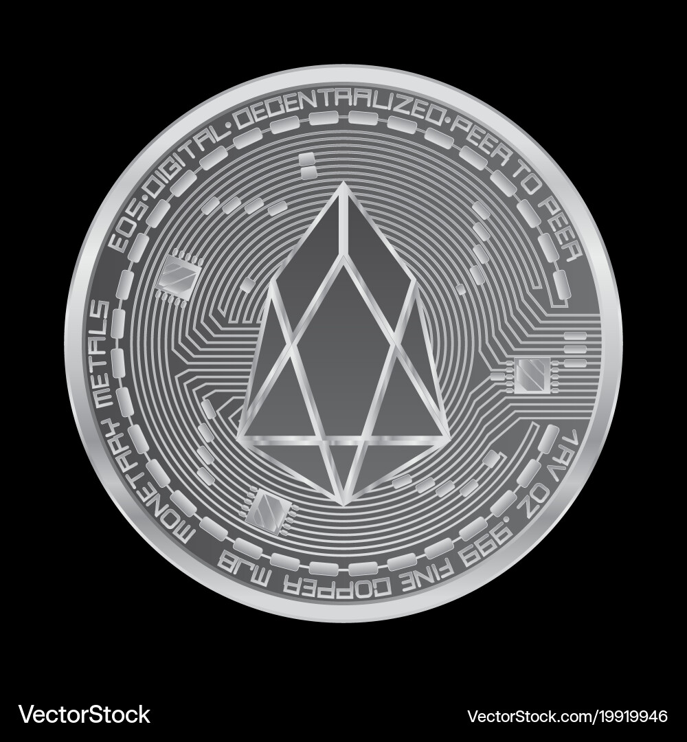 Crypto currency eos silver symbol – Royalty-Free Vector | VectorStock