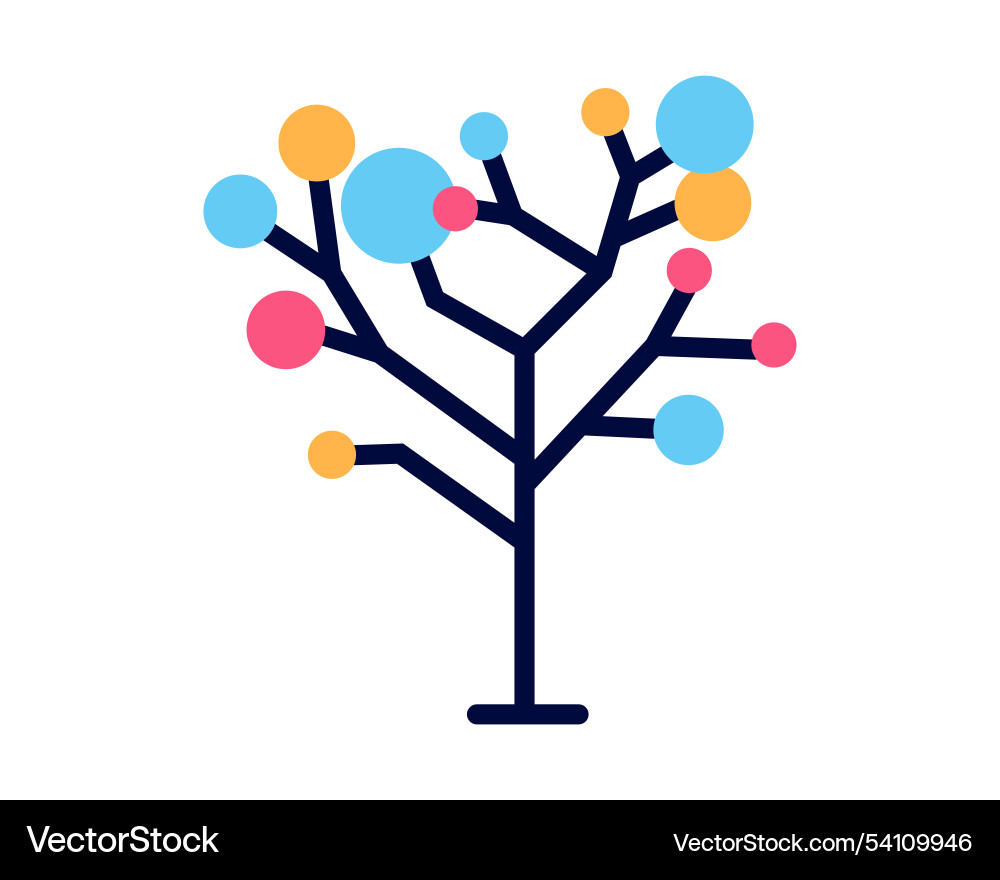Decision tree icon with colorful circles on branch vector image