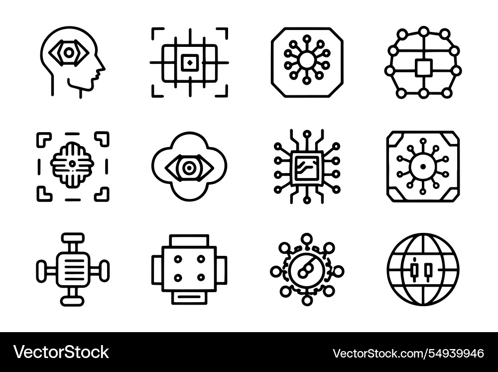 Deep learning related editable icon set isolated Deep learning related editable icon set isolated vector image