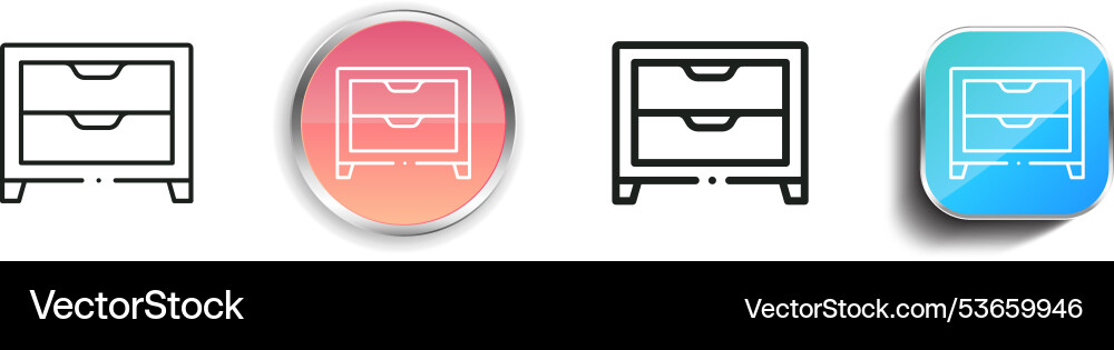 Drawer icon thin linear regular and button style vector image