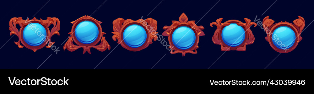 Game level or avatar frames ui icons buttons set Game level or avatar frames ui icons buttons set vector image