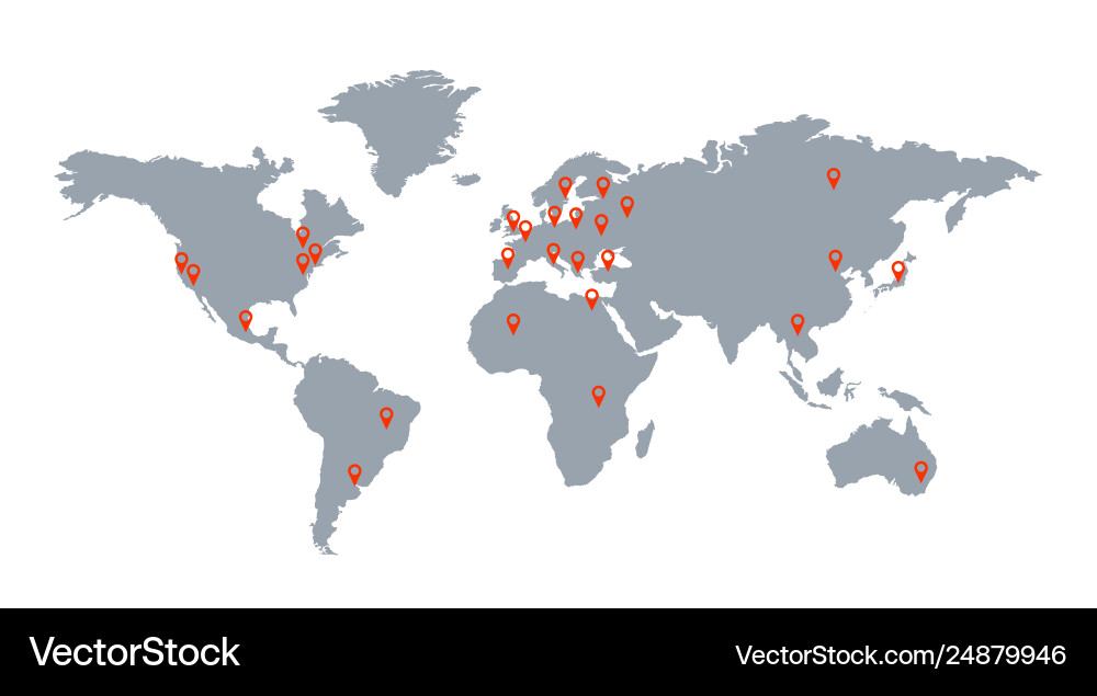 Global Map with Location Pins vector image