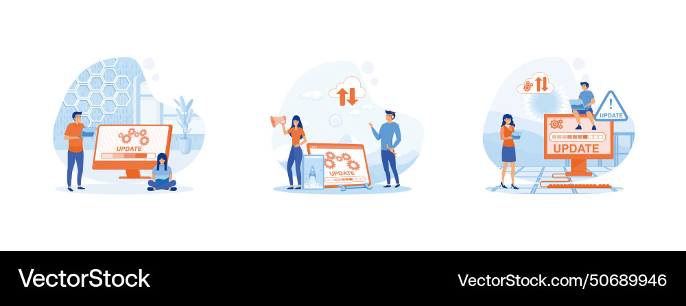 People update operation system updating People update operation system updating vector image
