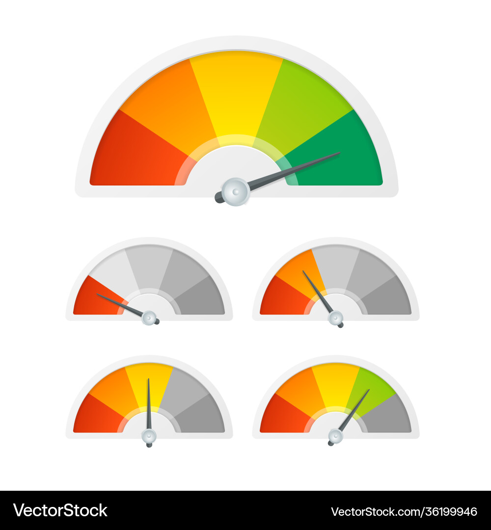 Realistic detailed 3d level indicator set vector image