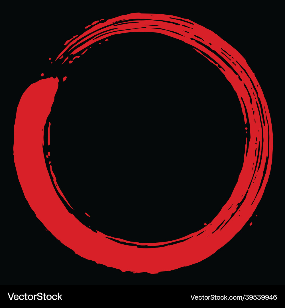 Red blood zen enso circle art brush design vector image