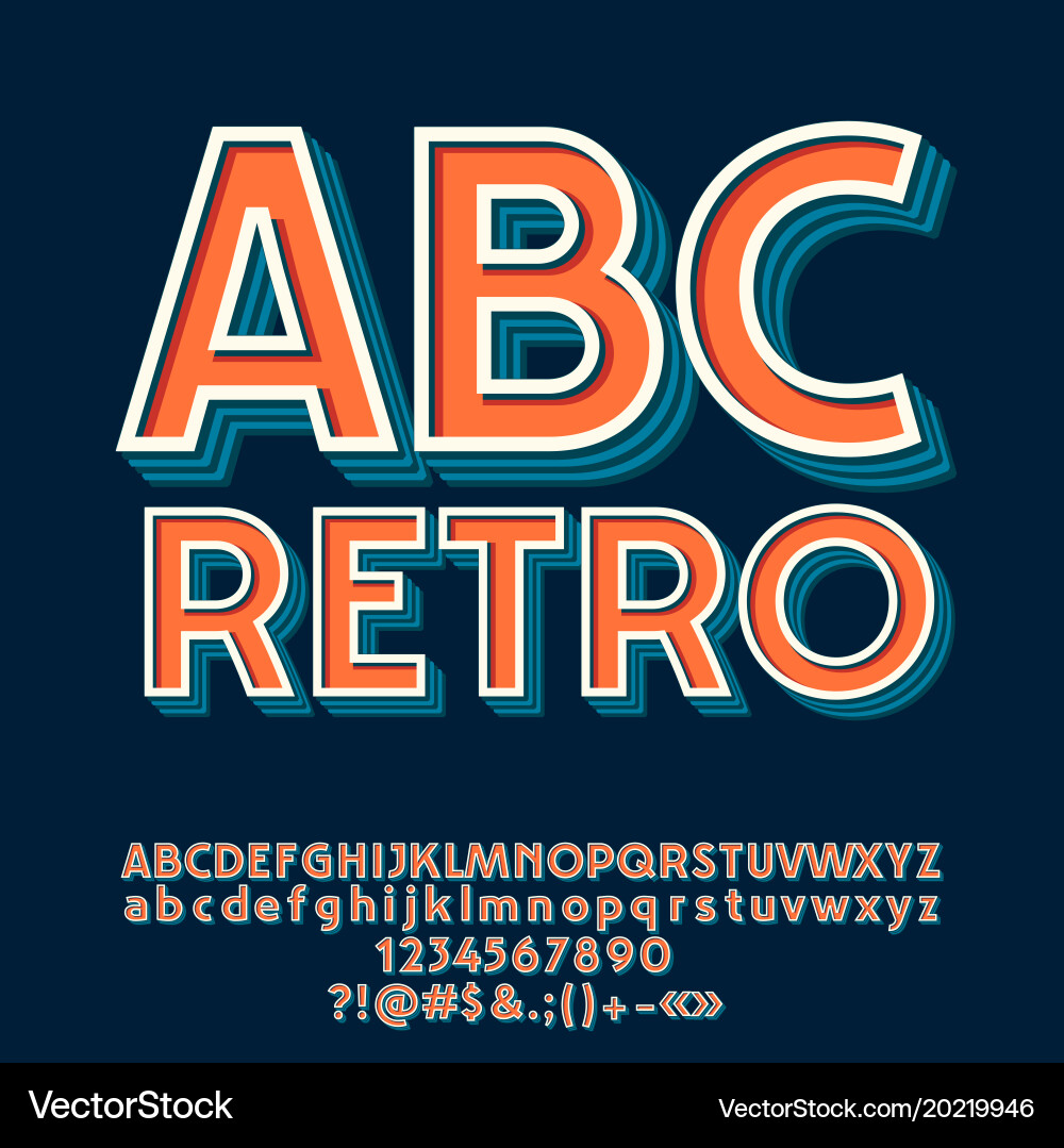 Retro Alphabet and Symbol Set vector image