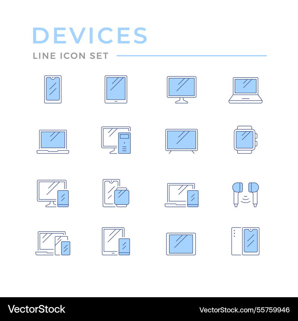 Set color line icons of devices and gadgets Set color line icons of devices and gadgets Vector Image