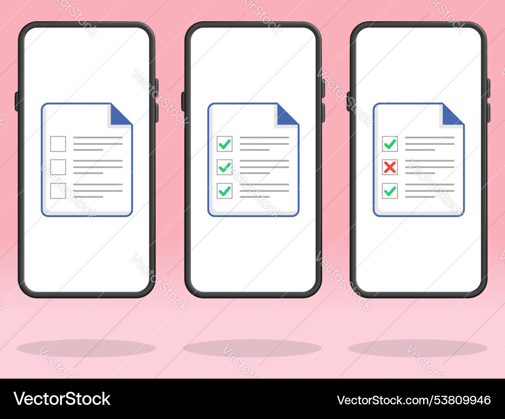 Smartphone checklist file tick box document Smartphone checklist file tick box document vector image