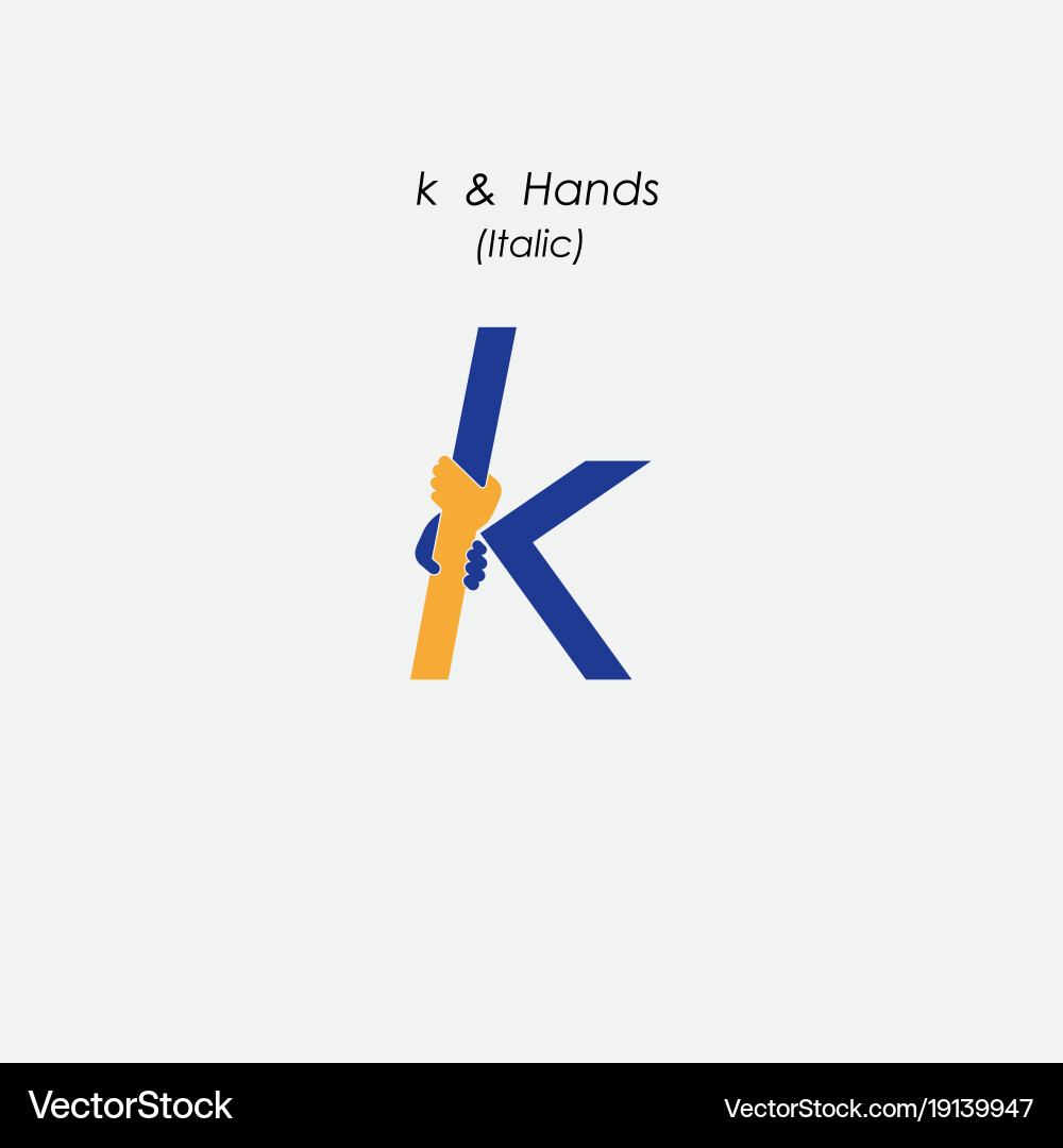 Abstract K Hand Icon - Partnership Logo Vector Image