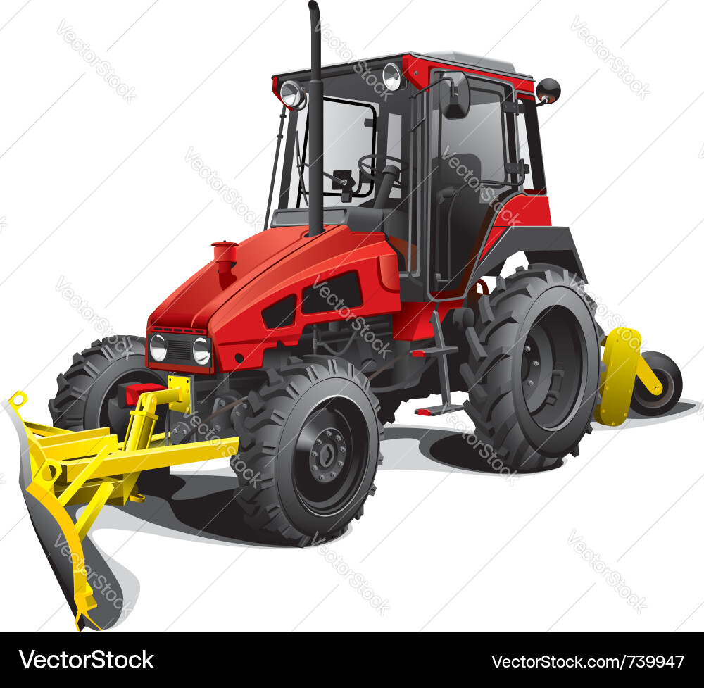 Snow Tractor Plow Vector Image