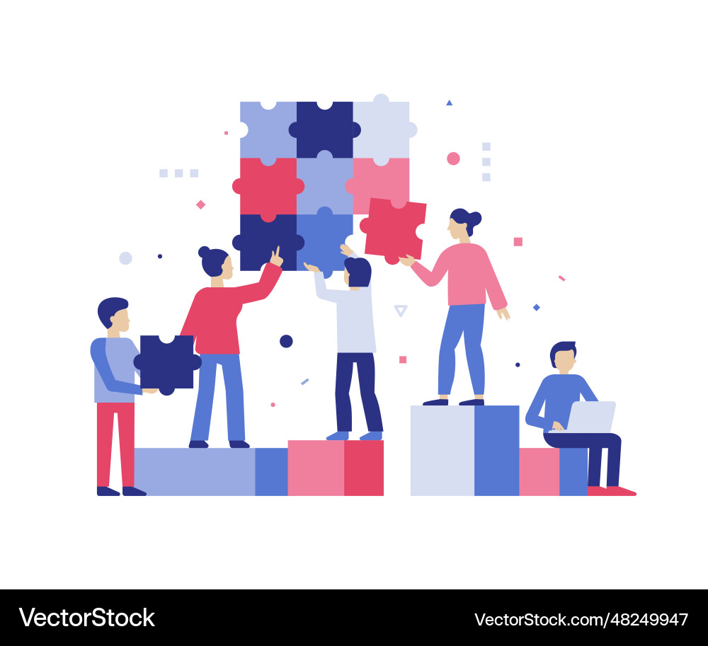 Teamwork Puzzle Solution Vector Image