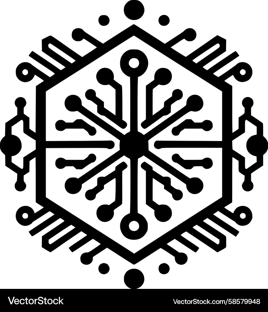 Abstract Circuit Snowflake Icon Vector Image