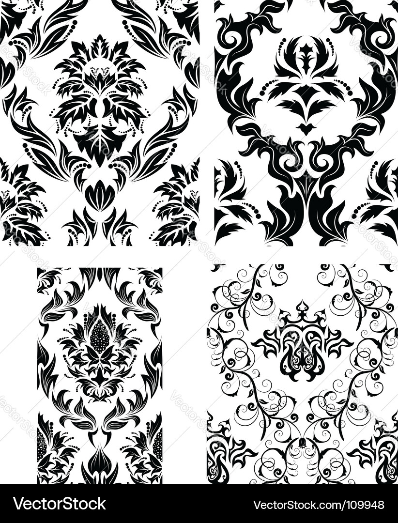 Damask patterns vector image