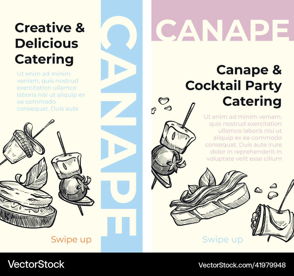 Kreativer und köstlicher Catering Canape Cocktail Kreativer und köstlicher Catering Canape Cocktail vektorbild