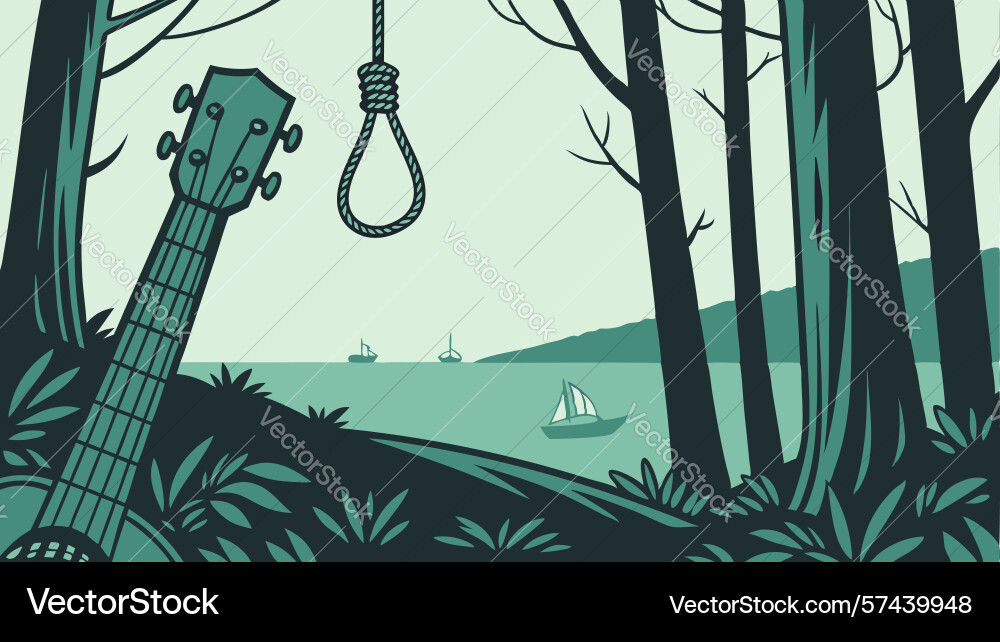 Somber gallows execution structure in desolate Vector Image