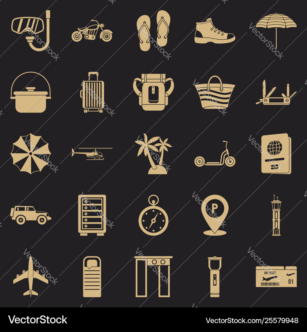 Tour guide icons set simple style Vector Image