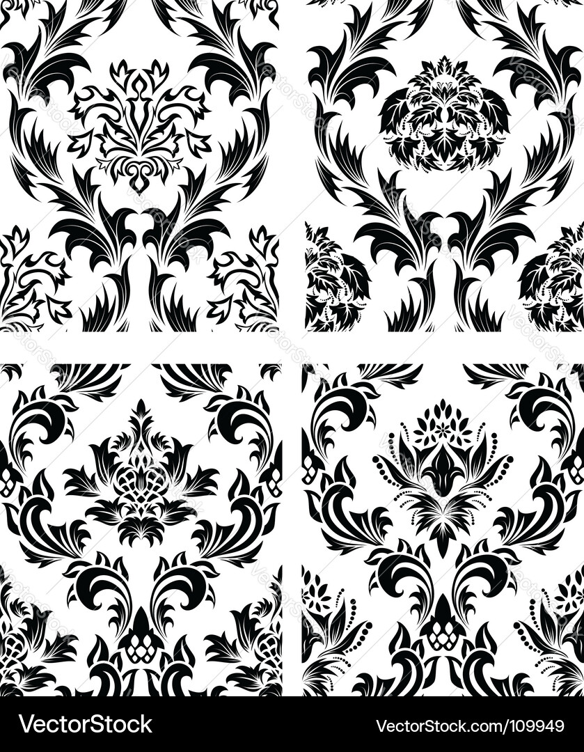 Elegant Damask Patterns vector image