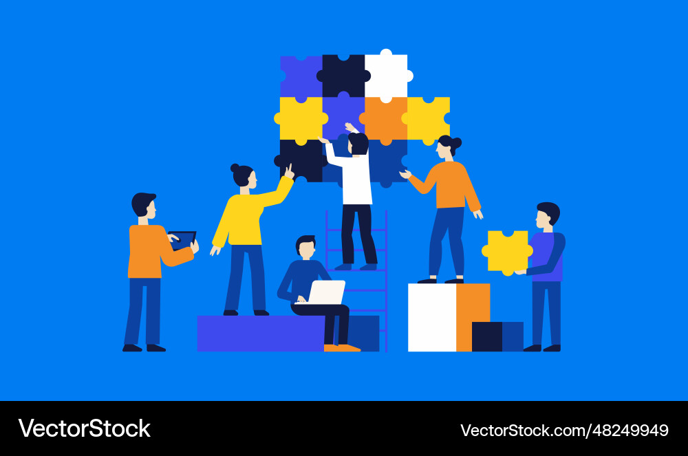 In simple flat style - teamwork and development In simple flat style - teamwork and development vector image