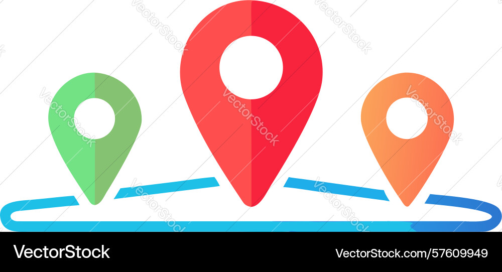 Multiple location pins map icons design vector image