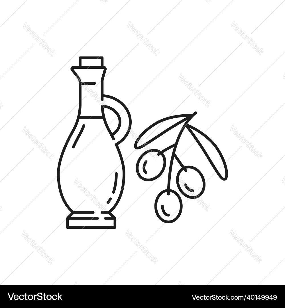 Olive branch jar jug of extra virgin oil isolated Olive branch jar jug of extra virgin oil isolated vector image