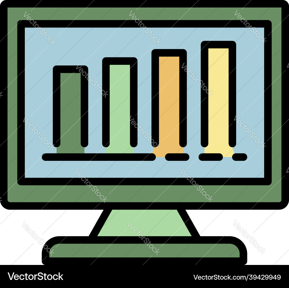 Report graph monitor icon color outline Report graph monitor icon color outline Vector Image
