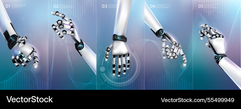 Robotic arms in 3d style collect data virtual Robotic arms in 3d style collect data virtual vector image