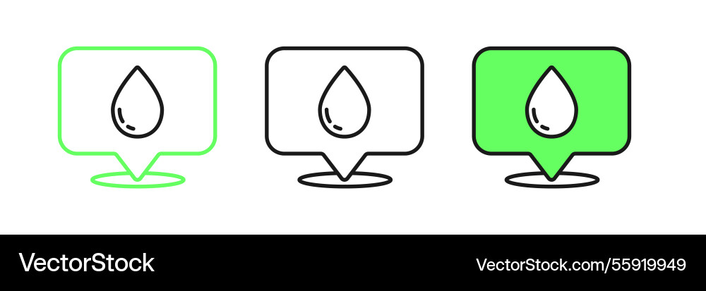 Set line water drop with location icon isolated Set line water drop with location icon isolated vector image