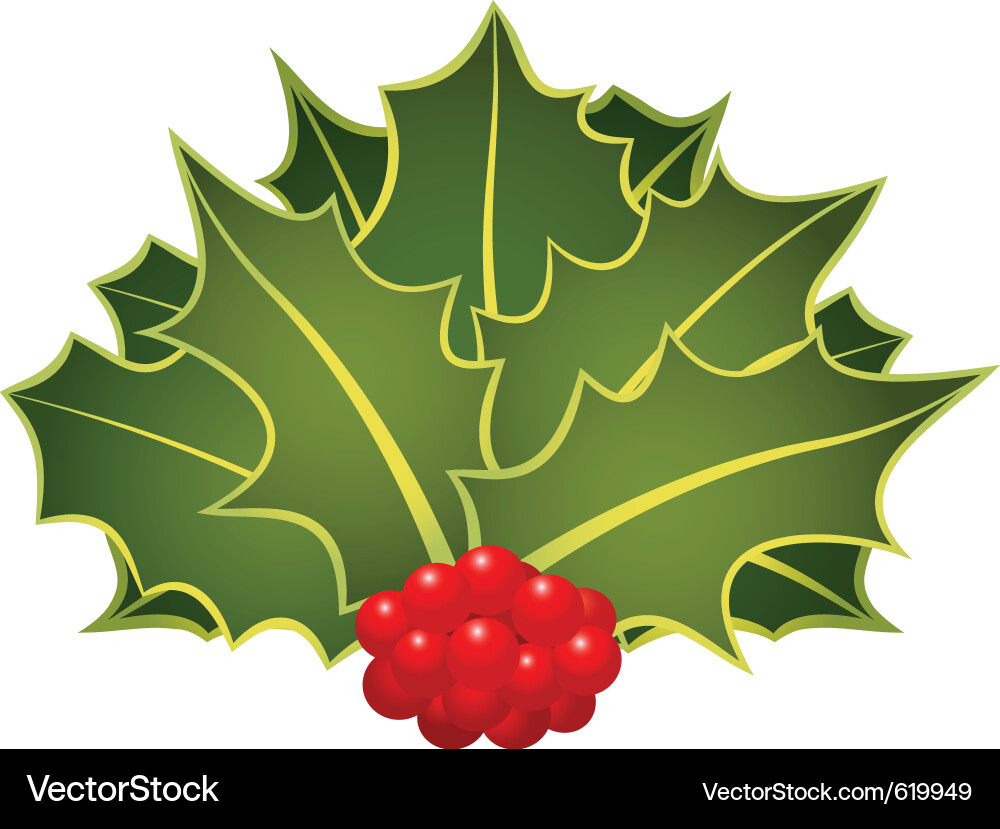 Weihnachtsblatt mit Beeren Vektorbild