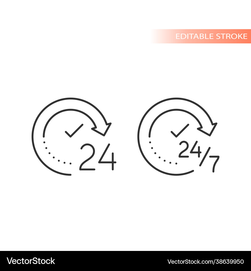 24 7 non stop arrow circle loop icon vector image