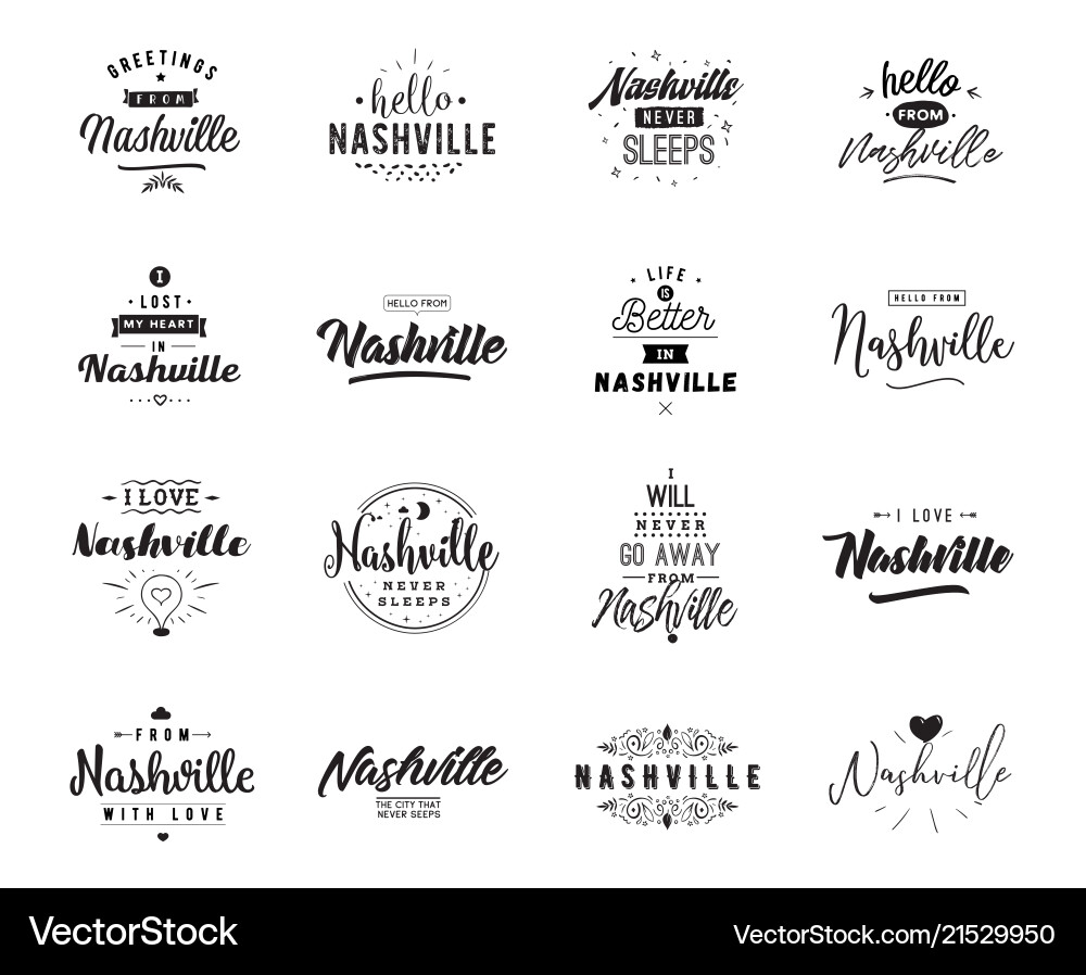 Nashville Typography Logo Set vector image
