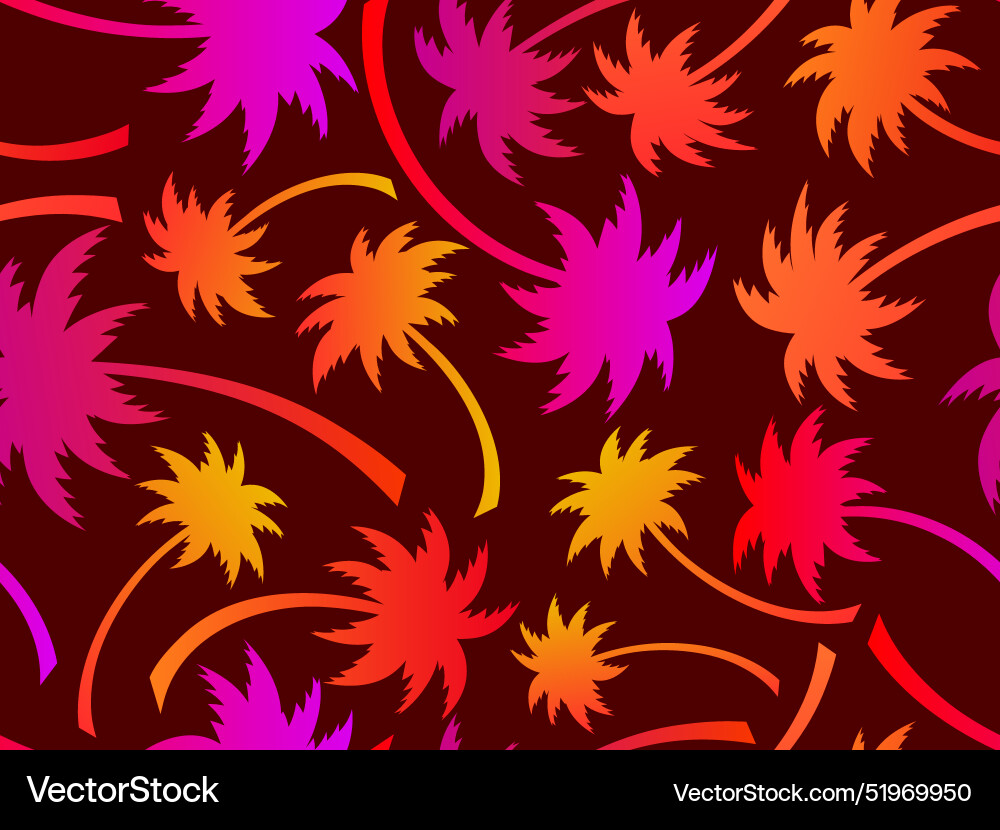 Palm trees seamless pattern colorful gradient Vector Image