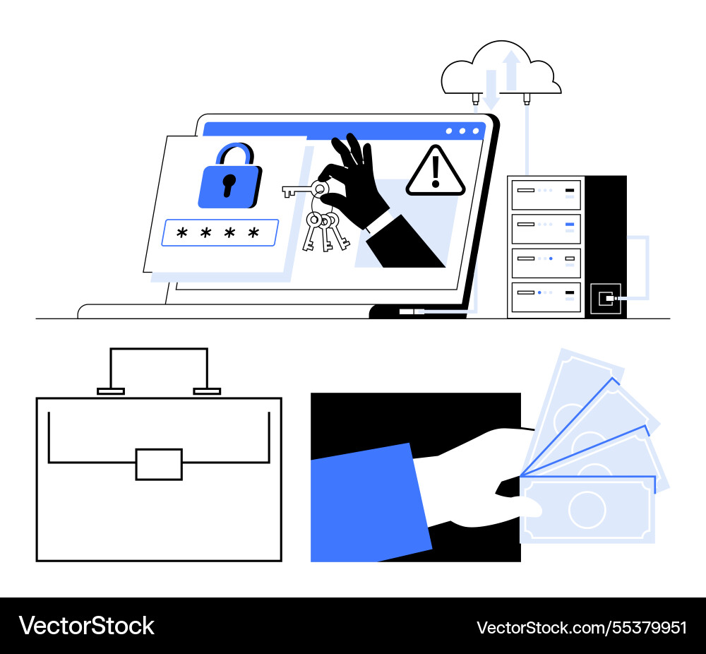 Cybersecurity threats and data safety with hacking Cybersecurity threats and data safety with hacking Vector Image