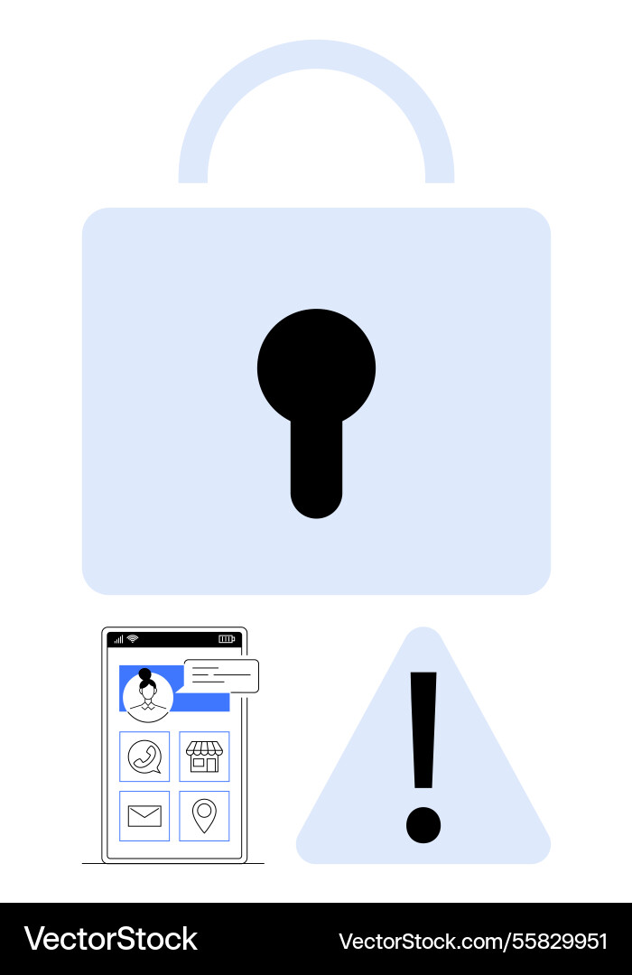Digital security issues with lock icon warning Digital security issues with lock icon warning vector image