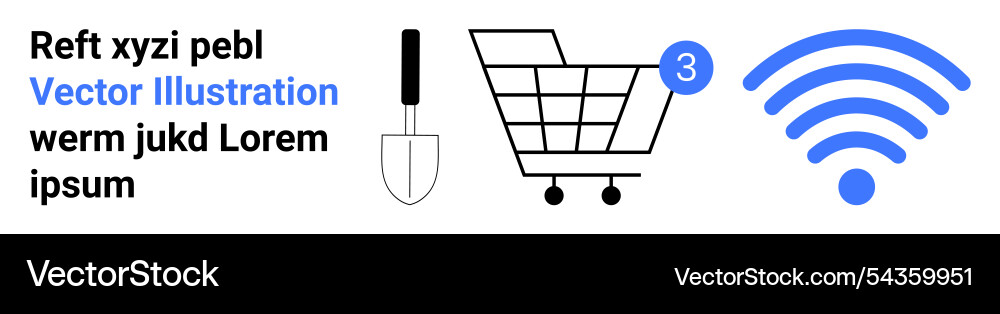 Gardening tools shopping cart and wireless Gardening tools shopping cart and wireless vector image
