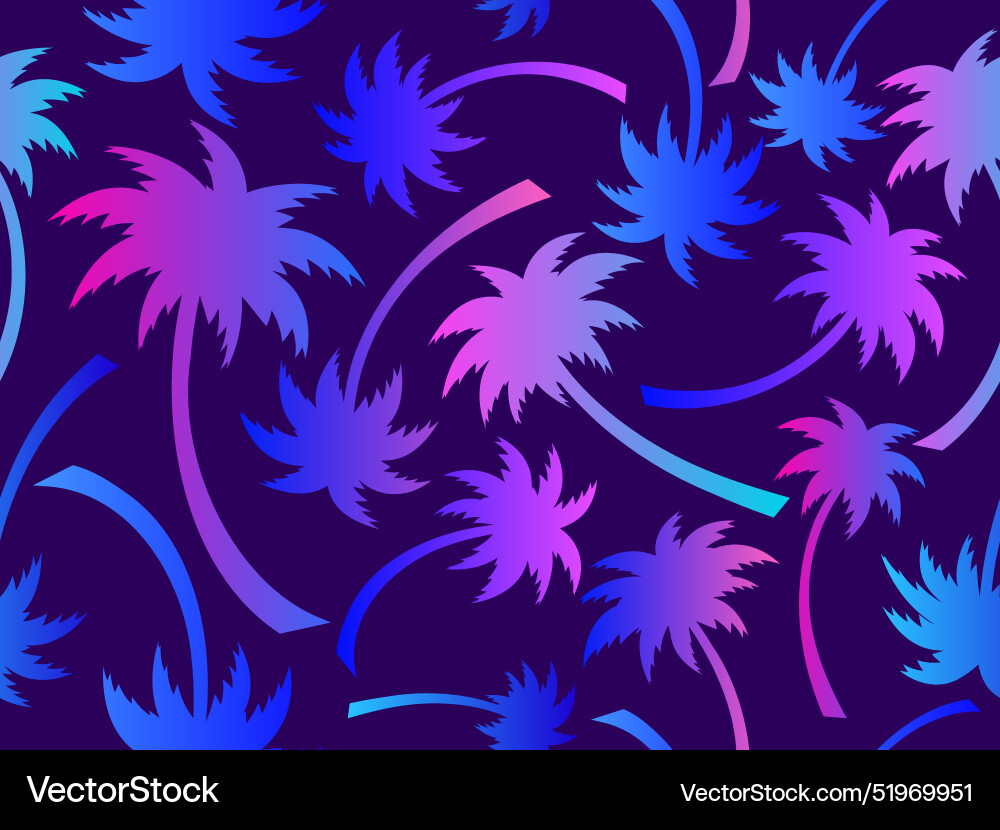 Palm trees seamless pattern colorful gradient Palm trees seamless pattern colorful gradient vector image